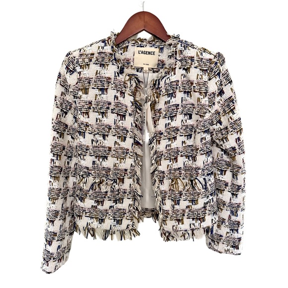 L’AGENCE Jacket Angelina Woven Crop Blazer - Picture 4 of 11
